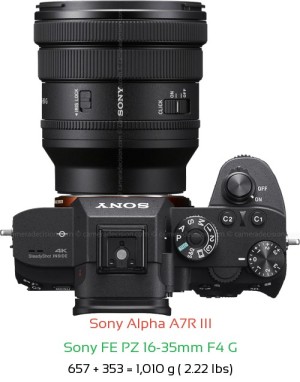 Sony A7R III with Sony FE PZ 16-35mm F4 Lens Size