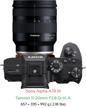 Sony A7R III with Tamron 11-20mm F2.8 A Lens Size