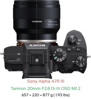 Sony A7R III with Tamron 20mm F2.8 Di III OSD M1:2 Lens Size
