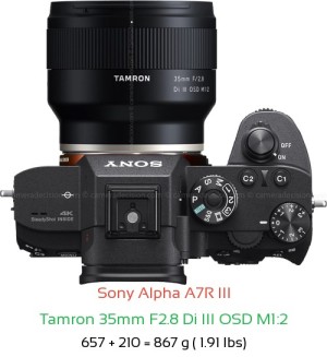 Sony A7R III with Tamron 35mm F2.8 Di III OSD M1:2 Lens Size