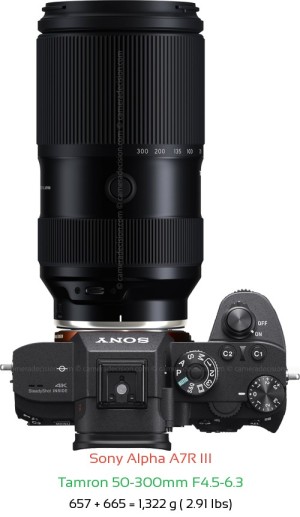 Sony A7R III with Tamron 50-300mm F4.5-6.3 Lens Size