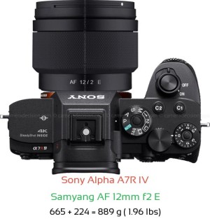 Sony A7R IV with Samyang AF 12mm f2 E Lens Size