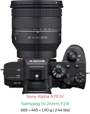 Sony A7R IV with Samyang 14-24mm F2.8 Lens Size