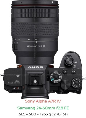 Sony A7R IV with Samyang 24-60mm f2.8 FE Lens Size