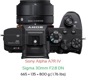 Sony A7R IV with Sigma 30mm F2.8 DN Lens Size