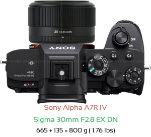 Sony A7R IV with Sigma 30mm F2.8 EX DN Lens Size