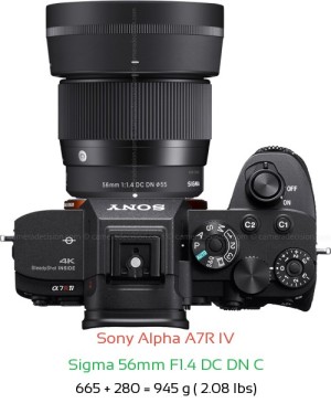Sony A7R IV with Sigma 56mm F1.4 DC DN C Lens Size