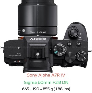 Sony A7R IV with Sigma 60mm F2.8 DN Lens Size