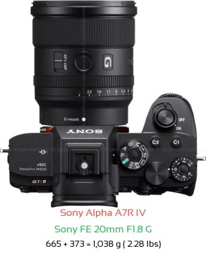 Sony A7R IV with Sony FE 20mm F1.8 G Lens Size
