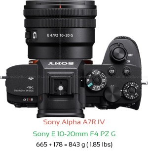 Sony A7R IV with Sony E 10-20mm F4 PZ G Lens Size