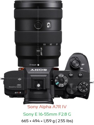 Sony A7R IV with Sony E 16-55mm F2.8 G Lens Size