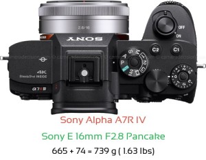 Sony A7R IV with Sony E 16mm F2.8 Pancake Lens Size
