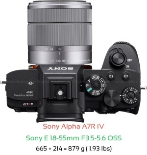 Sony A7R IV with Sony E 18-55mm F3.5-5.6 OSS Lens Size