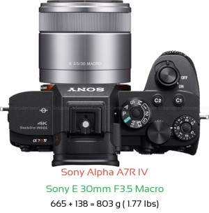 Sony A7R IV with Sony E 30mm F3.5 Macro Lens Size