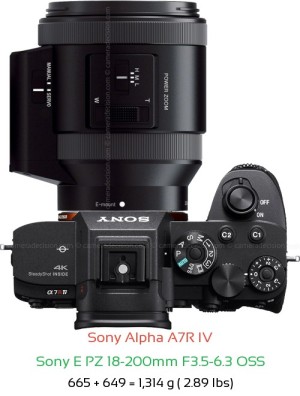 Sony A7R IV with Sony E PZ 18-200mm F3.5-6.3 Lens Size