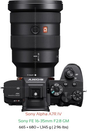 Sony A7R IV with Sony FE 16-35mm F2.8 GM Lens Size