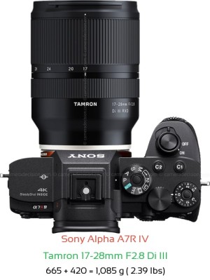 Sony A7R IV with Tamron 17-28mm F2.8 Di III Lens Size