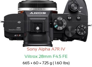 Sony A7R IV with Viltrox 28mm F4.5 FE Lens Size