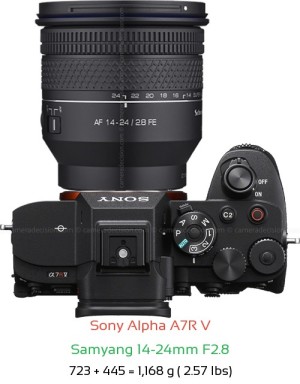 Sony A7R V with Samyang 14-24mm F2.8 Lens Size