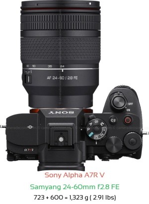 Sony A7R V with Samyang 24-60mm f2.8 FE Lens Size