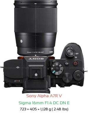 Sony A7R V with Sigma 16mm F1.4 DC DN E Lens Size