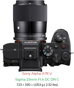 Sony A7R V with Sigma 23mm F1.4 DC DN C Lens Size
