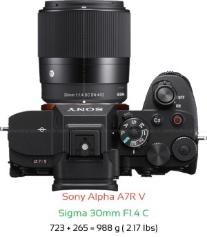 Sony A7R V with Sigma 30mm F1.4 C Lens Size