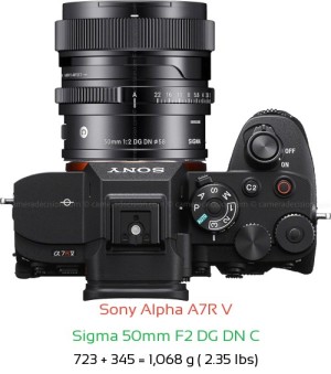 Sony A7R V with Sigma 50mm F2 C Lens Size