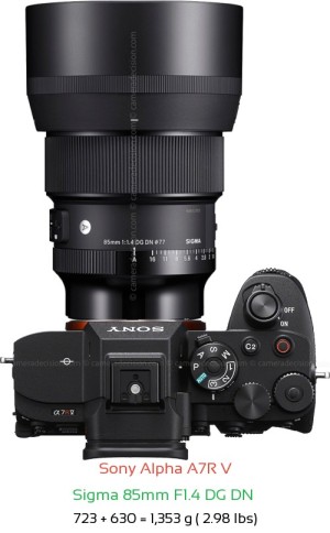 Sony A7R V with Sigma 85mm F1.4 DG DN  Lens Size