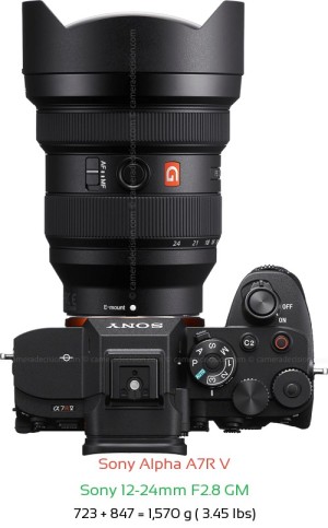 Sony A7R V with Sony 12-24mm F2.8 GM Lens Size