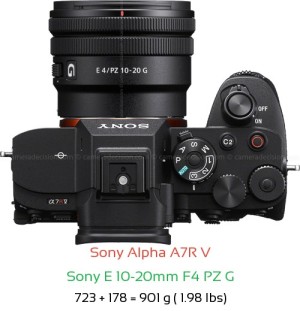 Sony A7R V with Sony E 10-20mm F4 PZ G Lens Size