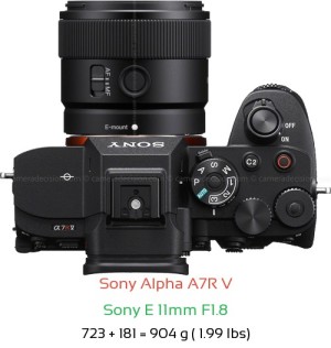 Sony A7R V with Sony E 11mm F1.8 Lens Size