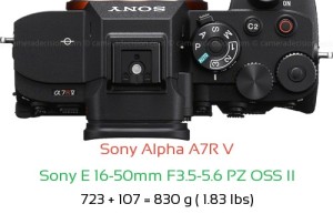 Sony A7R V with Sony E 16-50mm F3.5-5.6 PZ OSS II Lens Size