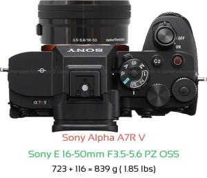 Sony A7R V with Sony E 16-50mm F3.5-5.6 PZ OSS Lens Size