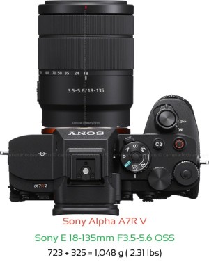 Sony A7R V with Sony E 18-135mm F3.5-5.6 OSS Lens Size