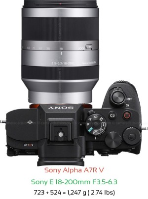Sony A7R V with Sony E 18-200mm F3.5-6.3 Lens Size