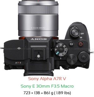 Sony A7R V with Sony E 30mm F3.5 Macro Lens Size