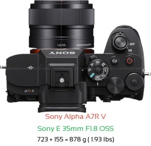 Sony A7R V with Sony E 35mm F1.8 OSS Lens Size