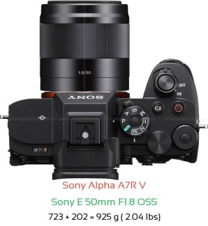 Sony A7R V with Sony E 50mm F1.8 OSS Lens Size