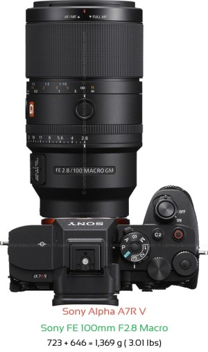 Sony A7R V with Sony FE 100mm F2.8 Macro Lens Size