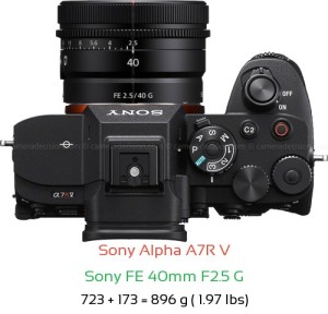 Sony A7R V with Sony FE 40mm F2.5 G Lens Size
