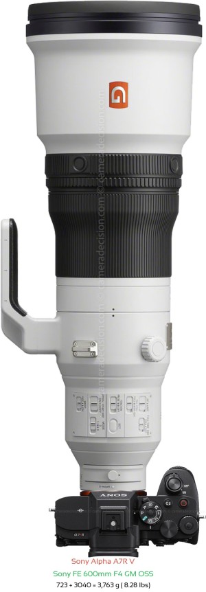 Sony A7R V with Sony FE 600mm F4 GM Lens Size
