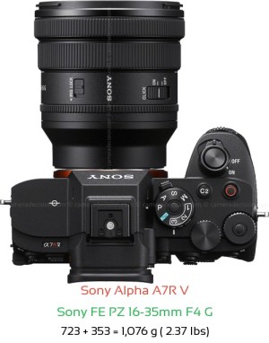 Sony A7R V with Sony FE PZ 16-35mm F4 Lens Size