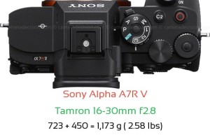 Sony A7R V with Tamron 16-30mm f2.8 Lens Size