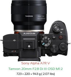 Sony A7R V with Tamron 20mm F2.8 Di III OSD M1:2 Lens Size