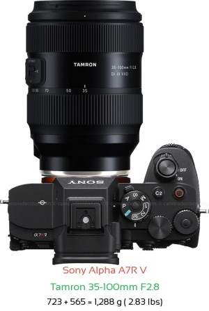 Sony A7R V with Tamron 35-100mm F2.8 Lens Size