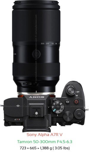 Sony A7R V with Tamron 50-300mm F4.5-6.3 Lens Size