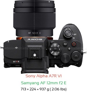 Sony A7R VI with Samyang AF 12mm f2 E Lens Size