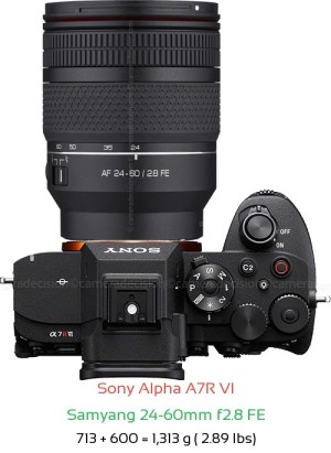 Sony A7R VI with Samyang 24-60mm f2.8 FE Lens Size