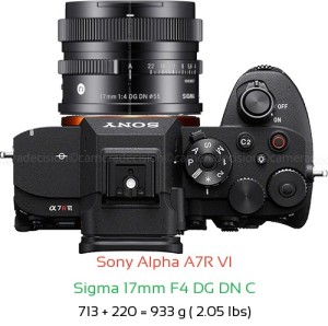 Sony A7R VI with Sigma 17mm F4 DG DN C Lens Size